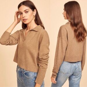 Reformation Cashmere Polo Sweater Top Small